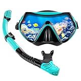 Gafas de Buceo Profesional para Adulto Gafas Snorkel Adulto Panorámico de 180°Vidrio Templado Máscara Set de Snorkel Dry Top para Hombres Mujeres