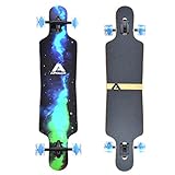 Apollo Longboard Galaxy Special Edition Board complet con rodamientos de Bolas High Speed ABEC Drop Through Freeride Skate Cruiser Boards Color: Cielo repleto de Estrellas/Verde…