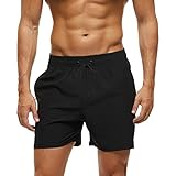 Bañador Hombre Corto Shorts de Secado Rápido con Malla Forro Verano Bañador Natacion Hombre Pantalones Cortos Hombres para Playa Surf (A6 Negro,L)