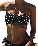 UMIPUBO Bikini Mujer Dos Piezas Ropa con Estampado de Lunares Push-Up Traje de baño con Lazo Acolchado Conjunto de Bikini de Playa Acolchado Bañador(Negro,XL)