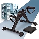 PORTENTUM Pedales estaticos Personas Mayores con Base Mejorada y Esterilla Antideslizante – Plegable con Pantalla LCD – Pedaleador Brazos y piernas con Resistencia Ajustable para Ejercicio en casa
