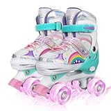 Patines 4 Ruedas Niñas y Niños Patines Linea con Todas Las Ruedas iluminadas, Patines en línea para niños para Uso en Interiores y Exteriores (M)