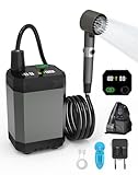 INSSISAIN Ducha Portatil Camping,IPX8 Impermeable Recargable Ducha,6000mAh batería Recargable,Pantalla Digital Inteligent para Camping Viajes jardín Coche Lavado animale domestico
