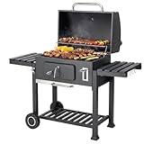 Tarrington House Barbacoa de Carbón Memphis XL, Termómetro, Mesitas Plegables, Ganchos para Accesorios, Sistema Smart-Grid, Ruedas
