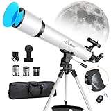 Telescopio 80mm Apertura 800mm -Magnificación 24-240X, Telescopio Astronómico Refractor Completamente Recubierto de Alta Transmisión AZ Montura con Trípode & Control Inalámbrico & Bolsa de Transporte