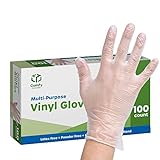 Comfy Package 100 unidades de guantes desechables de vinilo transparente sin polvo, talla mediana