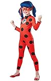 Rubies Disfraz Miraculous Ladybug Tikki Classic para niñas, Jumpsuit con detalles impresos y antifaz. Oficial de Zag Miraculous para Carnaval, Cumpleaños, Navidad y Halloween, talla L 7-8 años 128cm