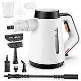 Fippesax 1200W Limpiador de vapor, calentamiento instantáneo de 15 s, limpiador de vapor a presión multiusos de 400 ml con accesorios de 9 piezas, limpiador a vapor sin productos químicos(blanco)