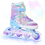 Patinaje en línea para niños - Patines en línea Ajustables Patines de Rodillos de Mariposa para niñas de Edades 6-12 Hojas de Rodillos (Purple,M)
