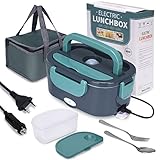 XREXS Fiambrera Electrica, Fiambreras Electrica Comida Portatil 3 en 1 (12V/24V/220V), 60W Taper Electrico, 1.5L Calentador de Comida para Coche para Automóvil, Camión, Hogar o Camping