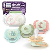 Philips Avent Chupetes Ultra Soft Nighttime - Diseño ortodóntico, 0-6 meses, brilla en la oscuridad, escudo flexible, tetina simétrica de silicona, sin BPA, estuche esterilizador, pack de 4, SCF094/07