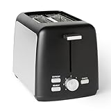 Amazon Basics Tostadora 2 Rebanadas con 7 Niveles de Tostado y Bandeja para Migas Extraíble, Ranuras Extra Anchas, 800W, Negro