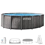 Intex - Piscina Desmontable, Greywood Prism Frame Premium, D457x122 cm, Capacidad 16.805 litros, Escalera, Tapiz, Cobertor, Depuradora Cartucho, Montaje 45 Minutos, Conexiones Ø32 mm (56093)