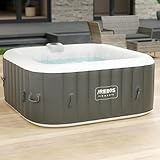 Arebos SPA Hinchable Piscina de hidromasaje | Hinchable | Cuadrada | para Interior y Exterior | 154x154cm | 4 Personas | 130 chorros de Masaje | 600 L