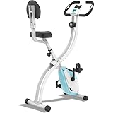 Ultrasport F-Bike 200B, entrenador bicicleta, bicicleta estática plegable, con respaldo, computadora entrenamiento LCD, peso máx 110 kg, medición frecuen cardíaca, 8 niveles resistencia, Menta/Blanco