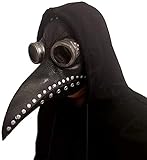 KEEHOM Máscara de Doctor Plaga de Látex, Pico de Pájaro de Nariz Larga Steampunk Disfraces de Halloween Cosplay, Costume para Adulto, Cinturón Ajustable, Negro