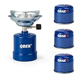 Hornillo de Camping Portátil con 3 Cartuchos de Gas Butano 190g Cocina de Exterior para Acampada, Playa y Montaña