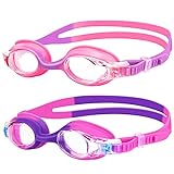 DOBET Gafas de natación, 2 unidades, antivaho, protección UV, profesionales para niños de 6 a 14 años