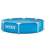 Intex 55242 - Piscina Desmontable Redonda Metal Frame Familiar Color Azul, Medidas Ø244x51 cm, Capacidad 1,828 litros, Material Resistente Triple Capa, Tubular, Infantil