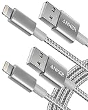 Anker Cable Lightning Nylon de Doble Trenzado 3.3 Pies (1.0m), Certificado por Apple MFi para Cargadores de iPhone, iPhone X / 8 / 7 / 6 / 5s, iPad Pro Air 2 y Más (2x1.8, Plata)