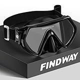 Findway Gafas de Buceo para Adulto con Banda Elástica Ajustable, Máscaras de Buceo con Vidrio Templado con Visión Panorámica Antivaho, Mascara Snorkel para Hombres Mujeres y Jóvenes con Cubierta Nasal