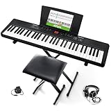 Alesis Melody 61 Teclado Piano Eléctrico para Principiantes con 61 Teclas, Altavoces, Soporte, Banqueta, Auriculares, 300 Sonidos y Lecciones de Música