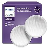 Philips Avent Discos absorbentes desechables - Núcleo con triple capa absorbente, a prueba de fugas, suave textura de panal, ultrafinos y discretos, envueltos individualmente, 60 unidades, SCF254/61