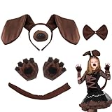 TUONYIS Juego de 5 piezas de disfraz de perro salchicha, disfraz de cachorro, diadema de orejas de perro y cola de perro, disfraz de animal para Halloween, fiesta de cosplay (5 piezas)