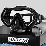 Findway Unisex Gafas Buceo Adulto, Mascara Buceo para Mujer Hombre y Jóvenes, Vidrio Templado con Visión Panorámica Gafas Snorkel Negro, Apto para Buceo, Submarinismo y Natación