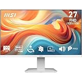 MSI Pro MP273WA E14A Monitor Profesional de 27' FHD, 1920 x 1080 IPS, 144 Hz, 1 ms, Compatible HDR, adaptative Sync, Eye Care, HDMI 2.0, DP 1.2a, sin Marco, inclinación Ajustable, Vesa, Blanco