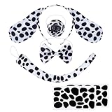 LIULINY 6 Piezas Disfraz de Dálmata para Niño Adulto, Dálmatas Diadema Cola Nariz Pajarita Orejas Papel Autoadhesivo, para Carnaval Regalos de Fiesta de Cumpleaños Disfraz Halloween