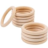 10 Piezas de anillos de madera para manualidades Ø 80mm Natural círculo de madera redonda para macramé, arte de madera, colgante DIY, tapiz de pared, atrapasueños y artesanía
