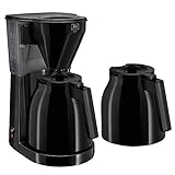 Melitta 1010-06 Easy Therm - Cafetera, con dos jarras térmicas antigoteo, filtro giratorio, color negro