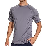 Arcweg Rashguard - Camiseta para hombre de surf con mangas cortas, protección solar UV, UPF 50+ secado rápido, camiseta anti UV, estilo suelto, elástica, para piscina, Gris Oscuro1, L