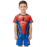 Marvel Spiderman Pijama Niño 3-8 Años, Conjunto Verano Niño, Camiseta Manga Corta y Pantalón Corto, Ropa de Dormir, Regalo Niños (4-5 Años, Rojo/Azul Spiderman, 1 Paquete)
