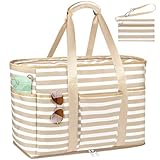 JUYANO Bolsa de Playa Grande XXL Familiar con Cremallera - Bolso Shopper de Malla para Mujer - Tote de Hombro para Viaje, Compras, Gimnasio