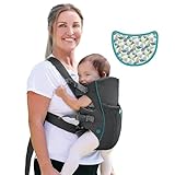 Mochila portabebés Infantino Swift Classic con bolsillo: 2 modalidades de transporte, portabebés gris ergonómico ajustable para recién nacido, con babero y bolsillo frontal de almacenamiento