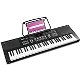 MAX KB15 - Teclado piano con 61 teclas, piano eléctrico con micrófono y altavoz, pantalla LCD, 70 canciones de demo, ideal para principiantes, función de aprendizaje, 26 sonidos, 8 percusiones, USB-C