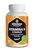 VITAMINA B COMPLEX Alta Dosis con B1, B2, B3, B5, B6, B7 (Biotina), B9 (Ácido Fólico) y B12 - Energía y Vitalidad -180 Tabletas Veganas - Vitamaze