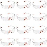 Kurtzy Pack 12 Gafas de Seguridad con Lentes Transparentes Plaquetas Nasales y Patillas de Goma para un Ajuste Cómodo – Equipo Protector Personal Lentes Resistente a Arañazos – Gafas PPE