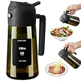 SWEET VIEW Aceitera Spray Pulverizador y Dispensador Aceite, vertedor de aceite de vidrio a prueba de luz de 470 ml para cocina, freidora de aire, cocina, ensalada y barbacoa