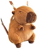 BYVUTE Capybara - Mochila de felpa, bolsa de aníamls de peluche Capybara, suave y linda, bolsa de hombro con correa, bolsa casual, regalo de cumpleaños para niños y niñas, Marrón, Animal