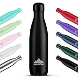 Mont-Clair l'O Botella Agua Acero Inoxidable - Botella Isotermica Termica sin BPA, 12h de Bebida Caliente y 24h de Bebida Fría, Termo agua con pared Doble Aislamiento, 500ML - Nera