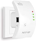NETVIP WiFi Repetidor Amplificador WiFi 300Mbps Cubre hasta 200㎡, WiFi Extender Booster Punto de Acceso Puerto, Aumenta la Cobertura WiFi,Compatible con Todas Las Cajas de Internet, Ethernet Puerto