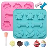 Luxoraiova Juego de 2 alfombrillas para hornear galletas para perros, juego de moldes de silicona para galletas para perros, reutilizables para chocolate, dulces, gelatina, cubitos de hielo, perros