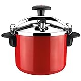 Magefesa Castell - Olla Express Tradicional Roja de 6 L, Acero Inoxidable 18/10, Todas las Cocinas, Inducción Total, Cocina Sana, Pomo Rotatorio