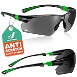 Gafas de sol de seguridad con lentes verdes resistentes a los arañazos y con agarre antideslizante, protección UV 400 de Nocry Ajustable, con moldura negra y verde.
