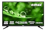 E:MAX E390HX-2024 39' Pulgadas 99cm TV (HEVC, Full Matrix LED Light, HD Televisor, Triple Sintonizador, Ci +, HDMI, USB) Diseño Negro Brillante