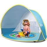 Glymnis Tienda Playa Bebe Pop up Tienda de Bebé con Piscina para Infantil Carpa Plegable Portátil Protección Sol Anti UV 50+ Ventilación 120 * 80 * 70cm