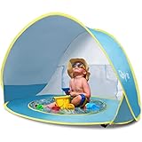 Glymnis Tienda Playa Bebe Pop up Tienda de Bebé con Piscina para Infantil Carpa Plegable Portátil Protección Sol Anti UV 50+ Ventilación 120 * 80 * 70cm